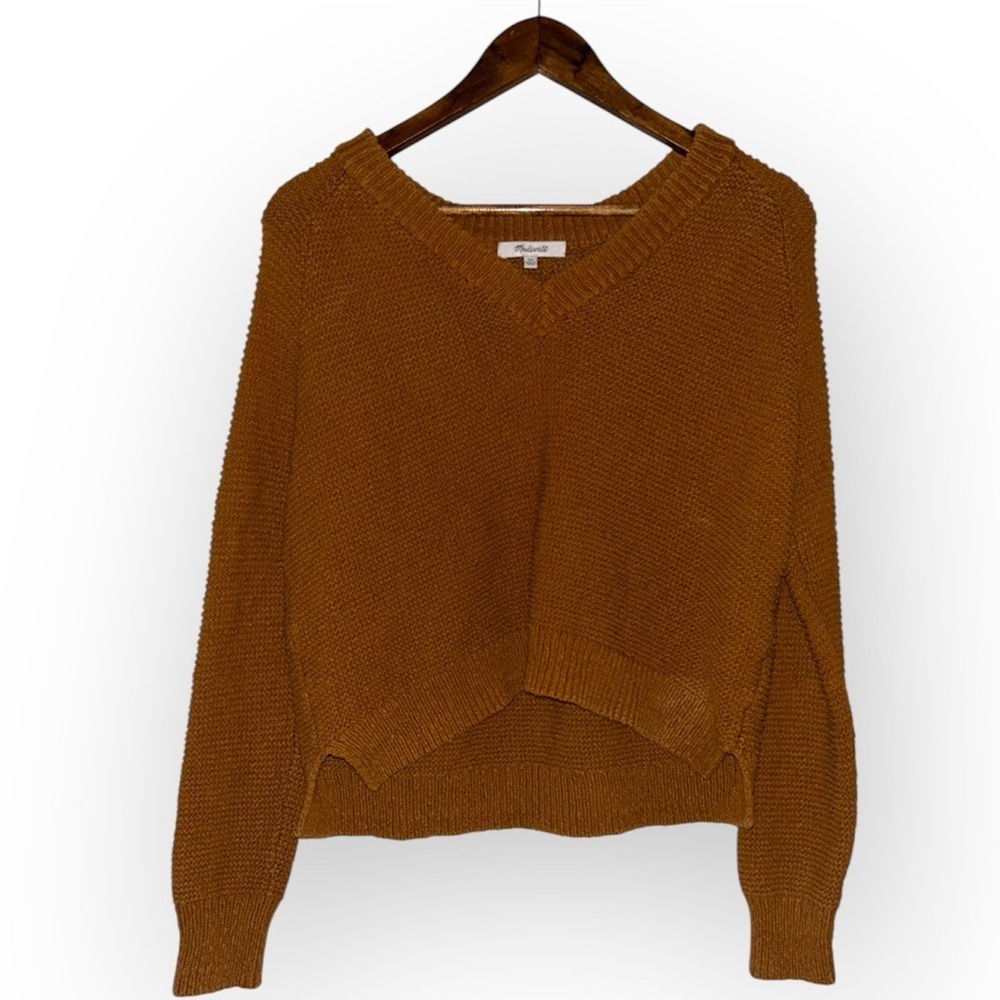Madewell Hemlock V-Neck Pullover Sweater in Golden Pecan SIZE XS